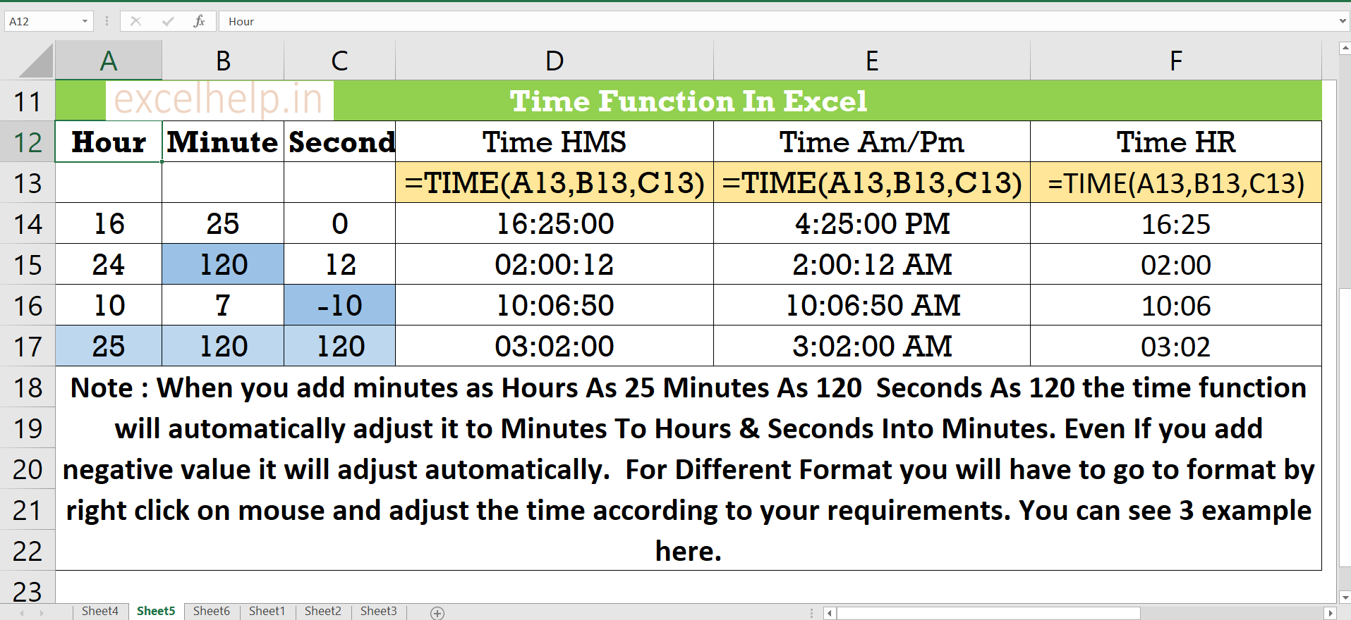 Time Function In Excel Excel Help