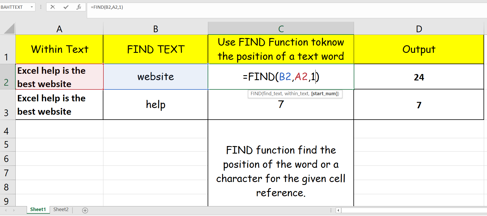  FIND Function In Excel Excel Help