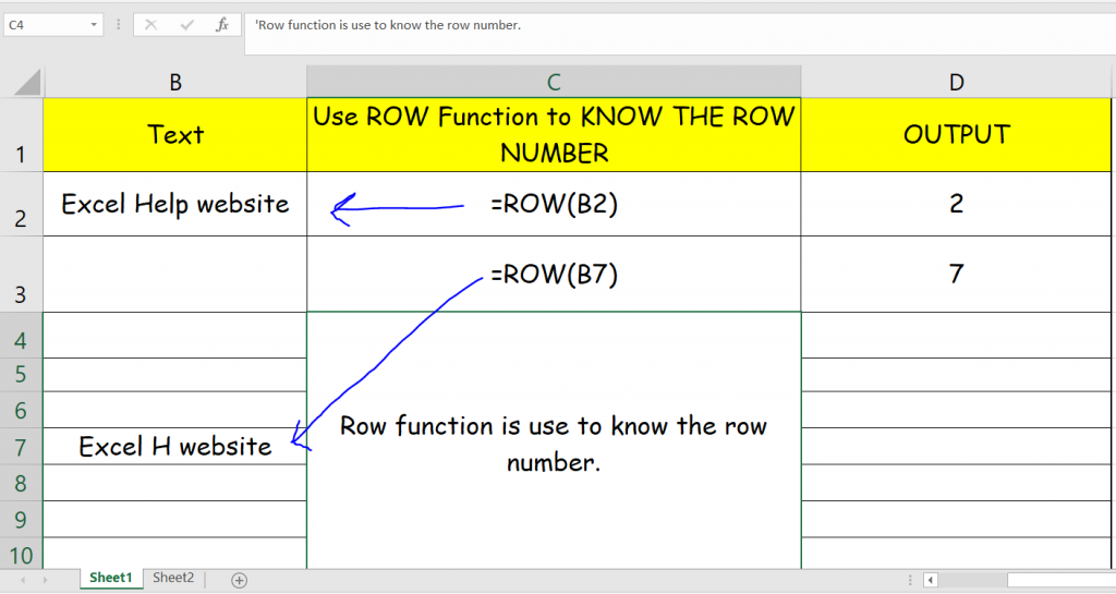 Row Function In Excel Excel Help 4167