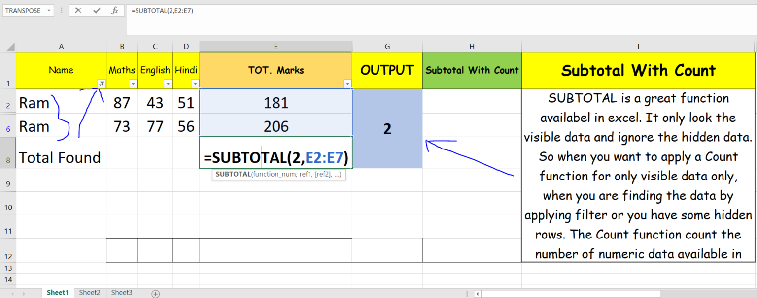 Subtotal excel как пользоваться