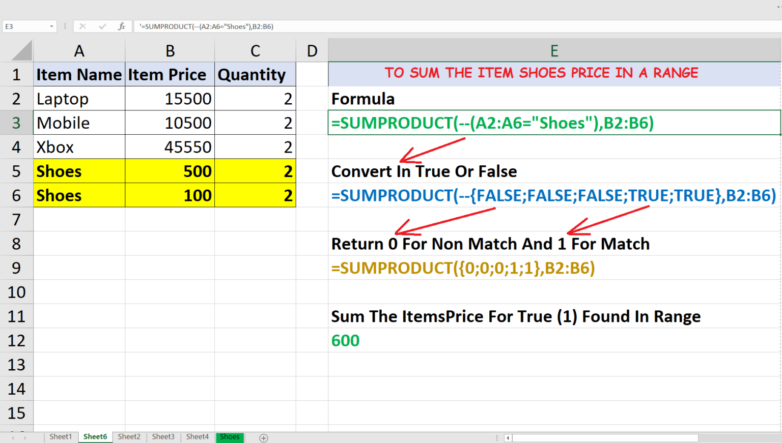 Sum Multiple Worksheets Excel Formula