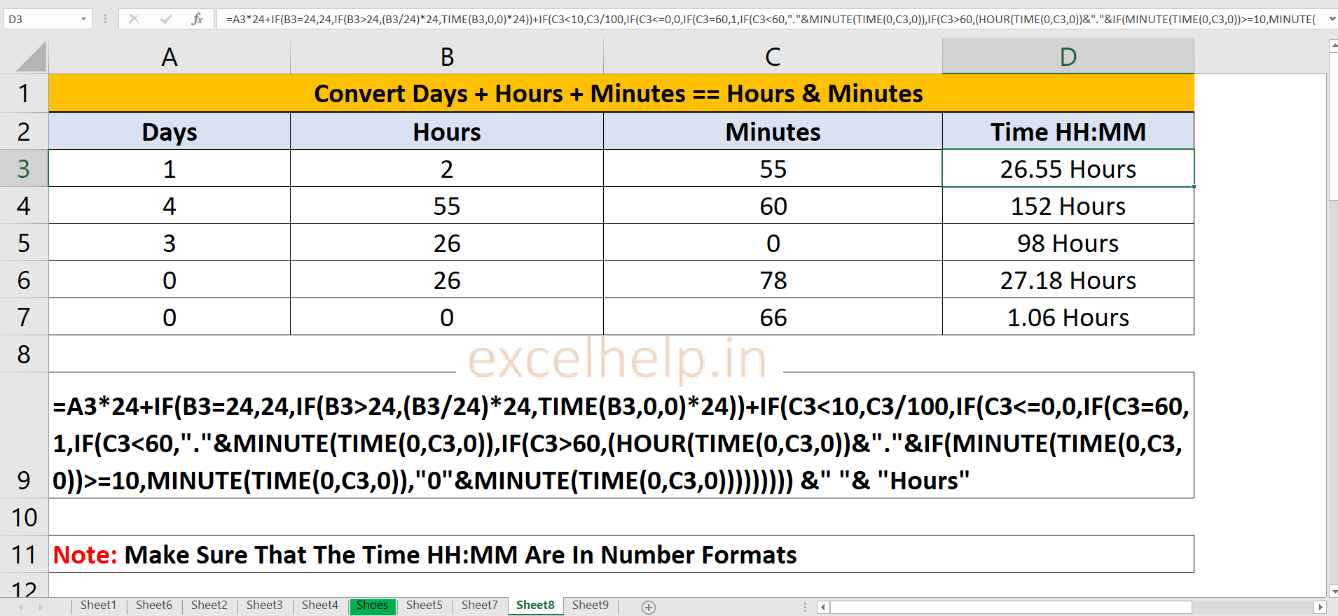 convert time clock to minutes