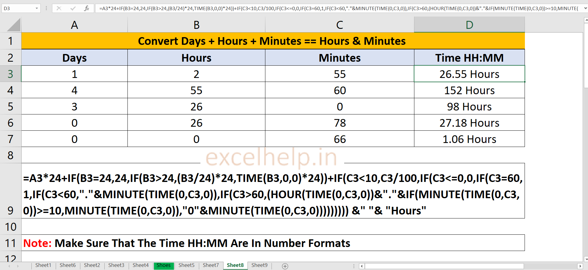 convert time clock minutes