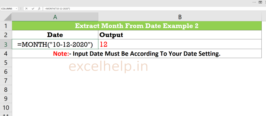 Extract Month From Date In Excel As Text