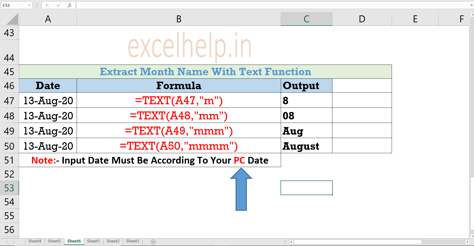 Extract month from date