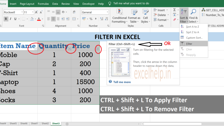 Filter In Excel