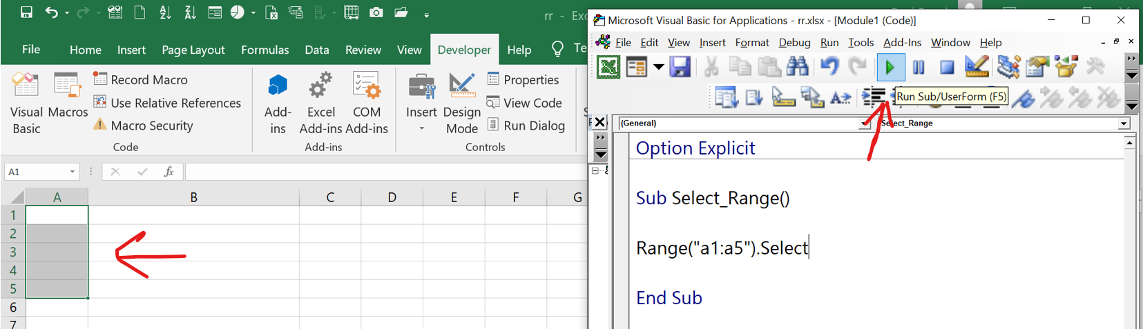 How To Select a Range of Cells on the Active Worksheet