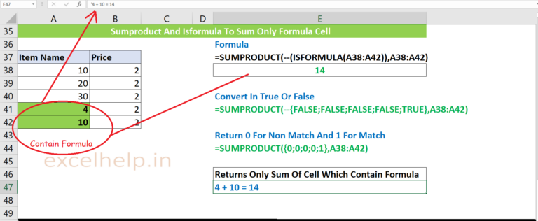 How To Sum Formula Cells In Excel