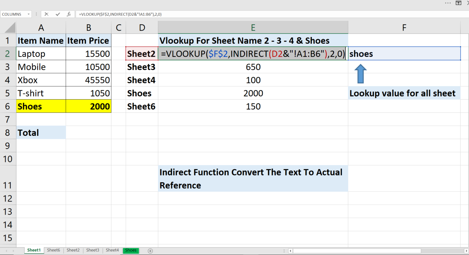 Vlookup And Indirect On Multiple Sheets - Excel-help