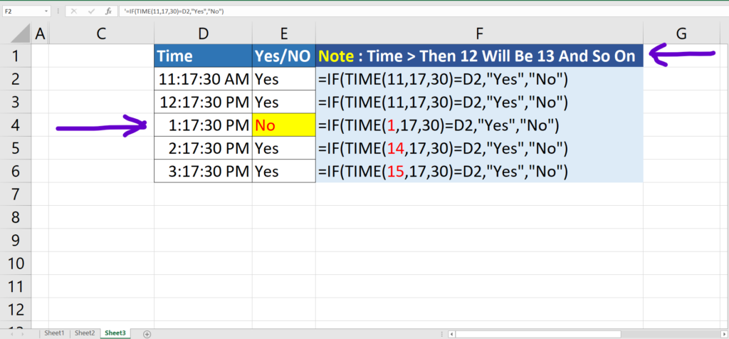 Compare Time Using If Formula In Excel 