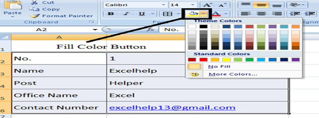 excel shortcut keys fill color