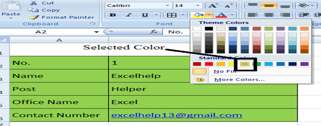 how to choose fill color for background excel mac