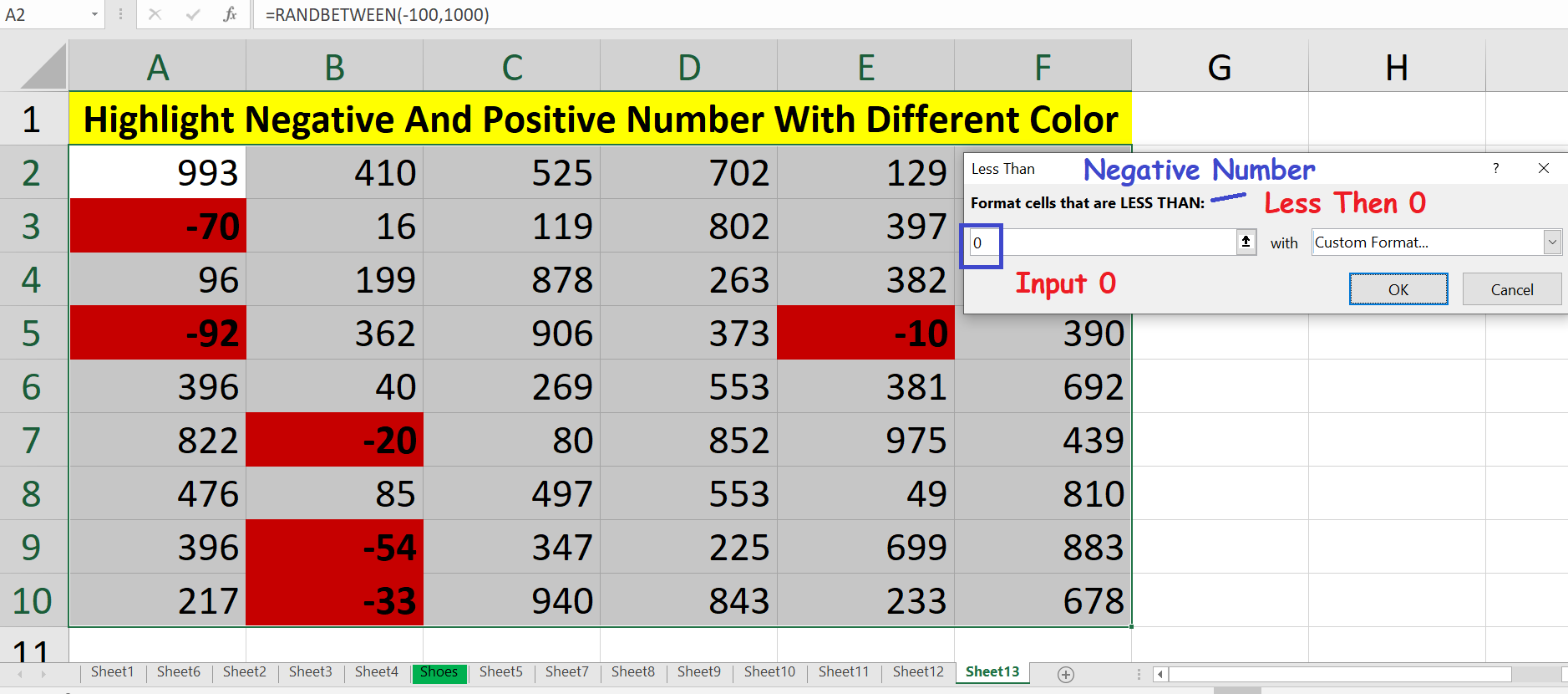 Conditional Highlight Negative And Positive Cell In Excel Excel Help