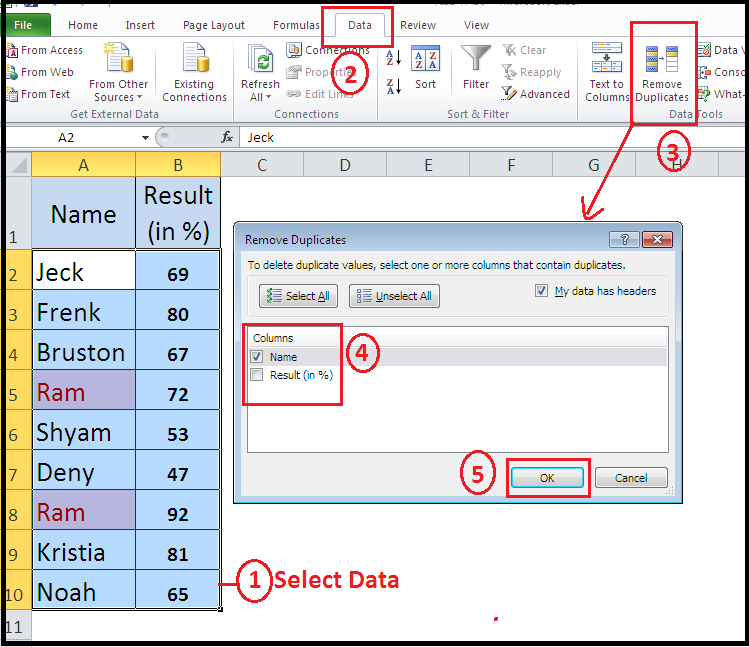 find and delete duplicates in excel 2008 for mac