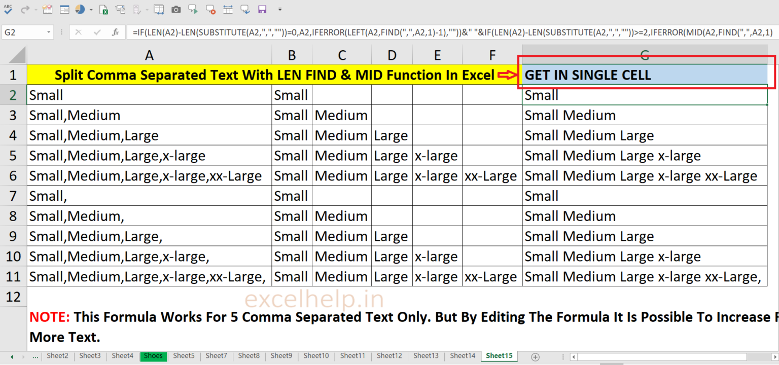 comma separated text to excel rows