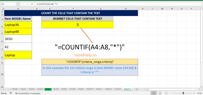 Count Cells That Contains Text Excel Help 8211